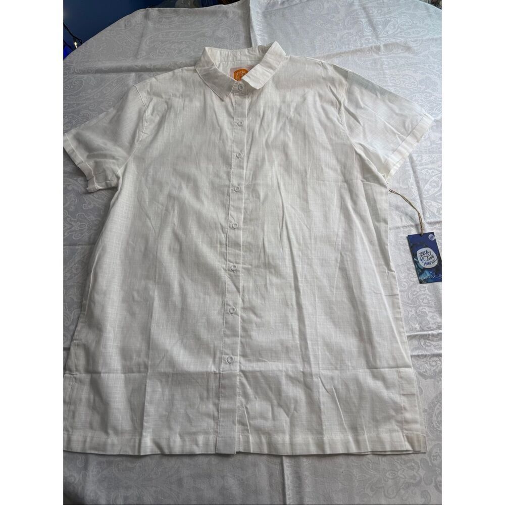 NWT Lucky We Live In Hawaii X Goldfish Kiss XL/2XL White coverup Shirt New